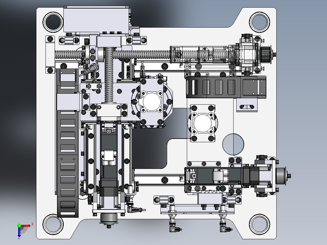 汽车行业丝杆变位(测量，顶尖压持)机构sw18俯视图