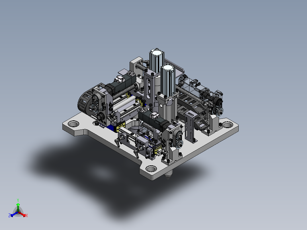 汽车行业丝杆变位(测量，顶尖压持)机构sw18正等轴测图