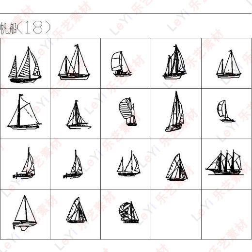 交通工具CAD图纸图块图库运输飞机轮船汽车轿车自行车帆船素材缩略图