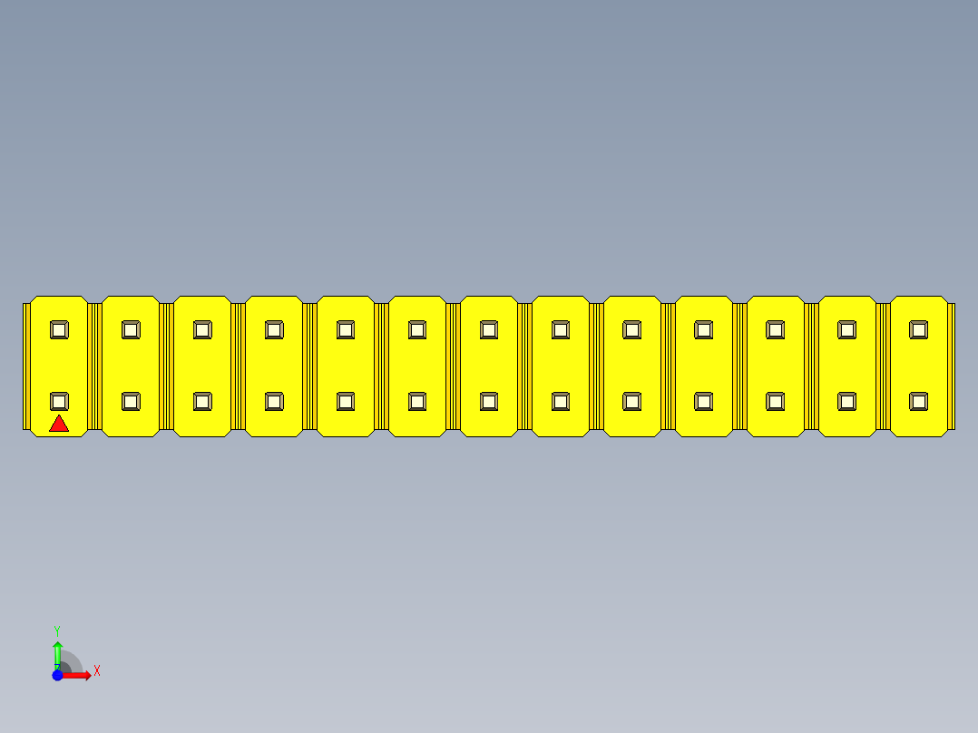 彩色公头100mil（2.54mm）系列-DS1021_yellow_2x13p_100mil_Type5_rev1.0前视图