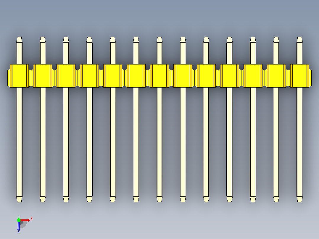 彩色公头100mil（2.54mm）系列-DS1021_yellow_2x13p_100mil_Type5_rev1.0俯视图