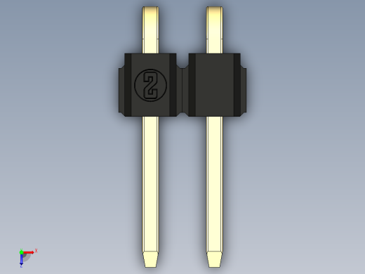 彩色公排针 100mil 2.54mm 系列-DS1022_black_1x02p_100mil_TypeD_rev1.0俯视缩略图
