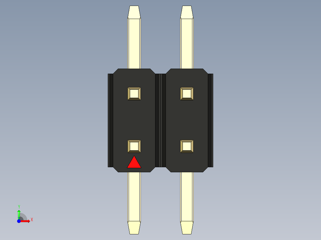 彩色公排针 100mil 2.54mm 系列-DS1022_black_04p_100mil_TypeSMT_rev1.0前视图