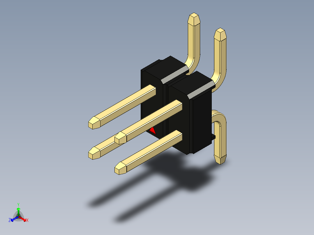 彩色公排针 100mil 2.54mm 系列-DS1022_black_04p_100mil_TypeSMT_rev1.0正等轴测图