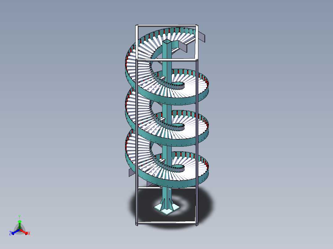无动力螺旋滚筒线正等轴测图