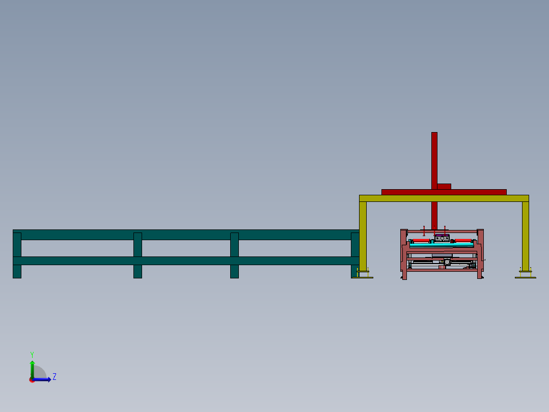 纸箱打包双组蓓链传送生产线左视图