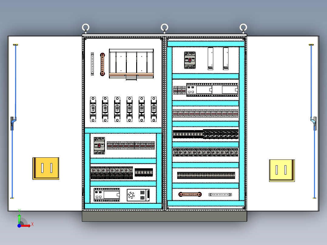 双柜组装刀开关风机plc控制柜 56329前视图