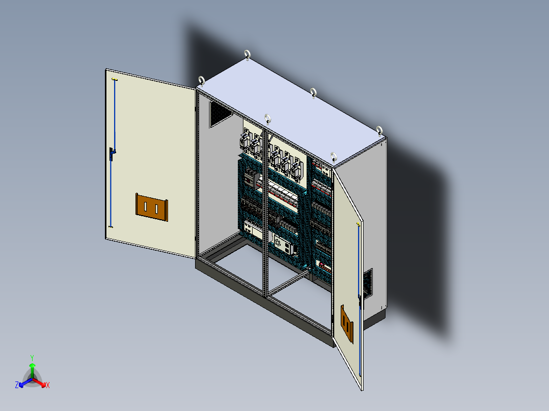 双柜组装刀开关风机plc控制柜 56329正等轴测图