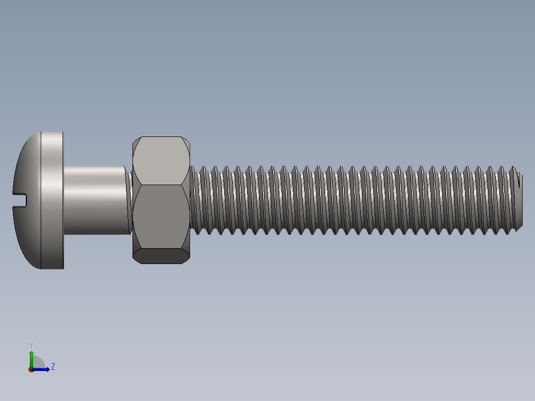 M6 x 1.0螺母和螺栓左视图