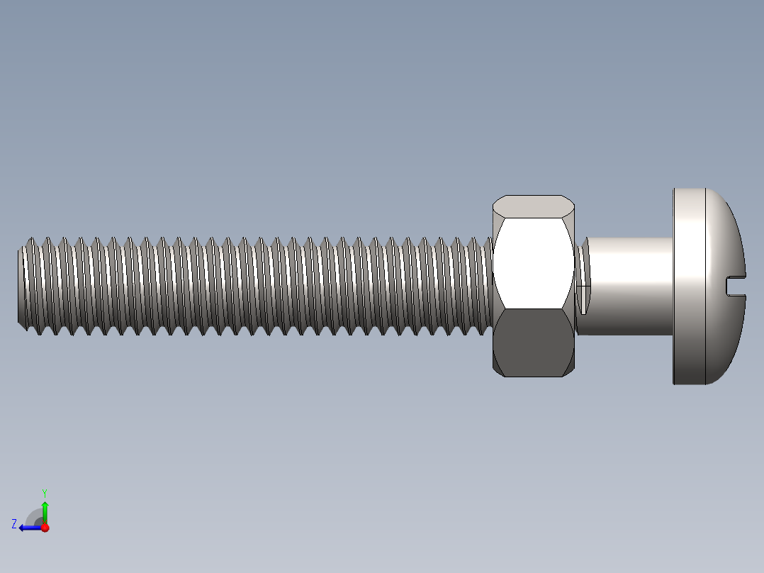 M6 x 1.0螺母和螺栓右视图