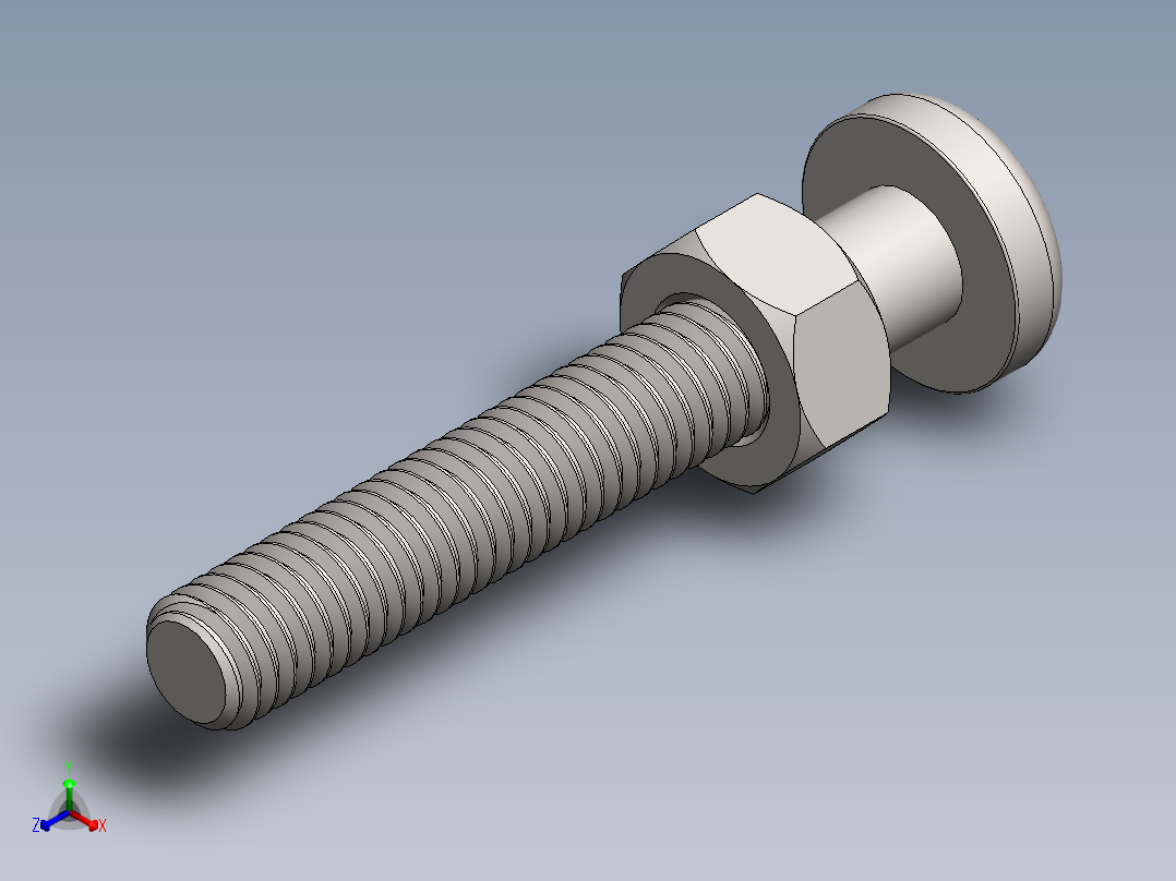 M6 x 1.0螺母和螺栓正等轴测图