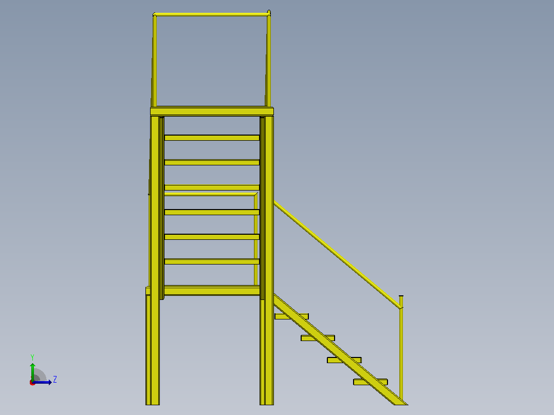 工业结构楼梯和栏杆左视图