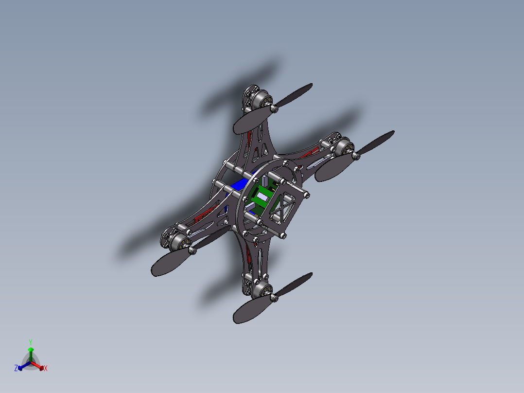 B31-四旋翼无人机设计模型图正等轴测图