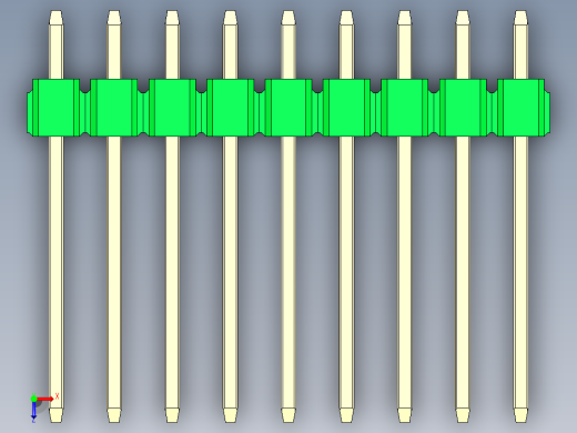 彩色公头100mil（2.54mm）系列-DS1021_green_1x09p_100mil_Type5_rev1.0俯视缩略图