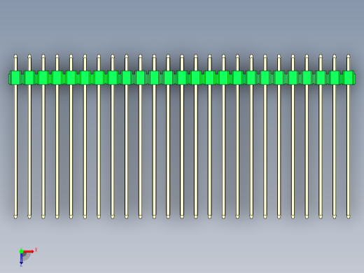 彩色公头100mil（2.54mm）系列-DS1021_green_1x25p_100mil_Type43_rev1.0俯视缩略图