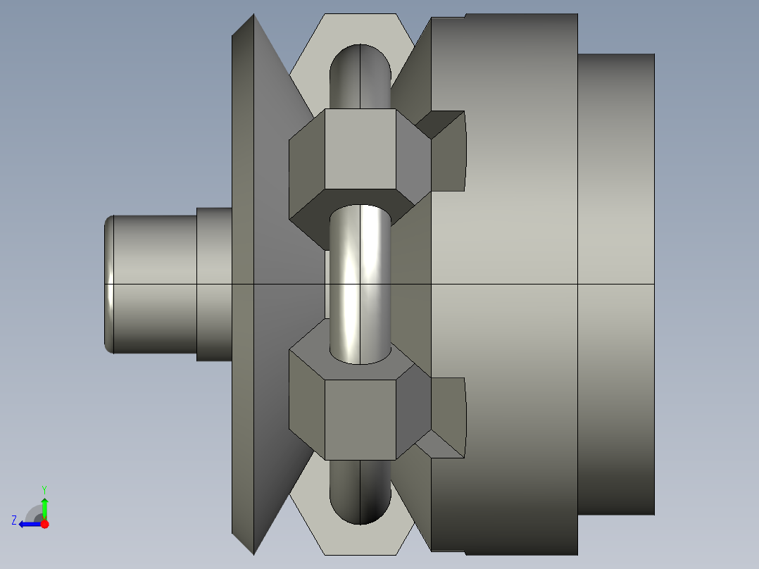 中心夾持座2334(A)-3D多系列多零件图纸模型右视图