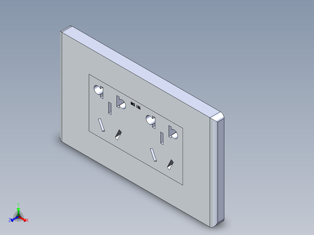 公牛两位插座 SW STP正等轴测图