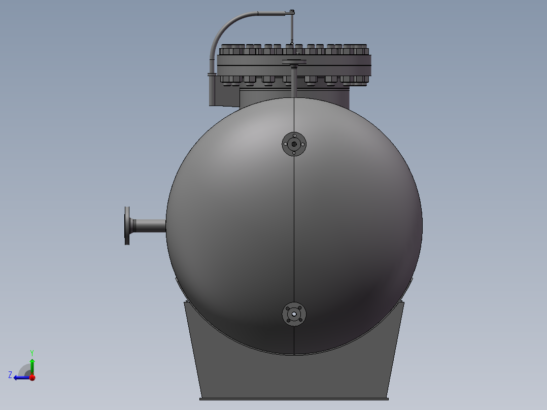 液氮储罐模型右视图