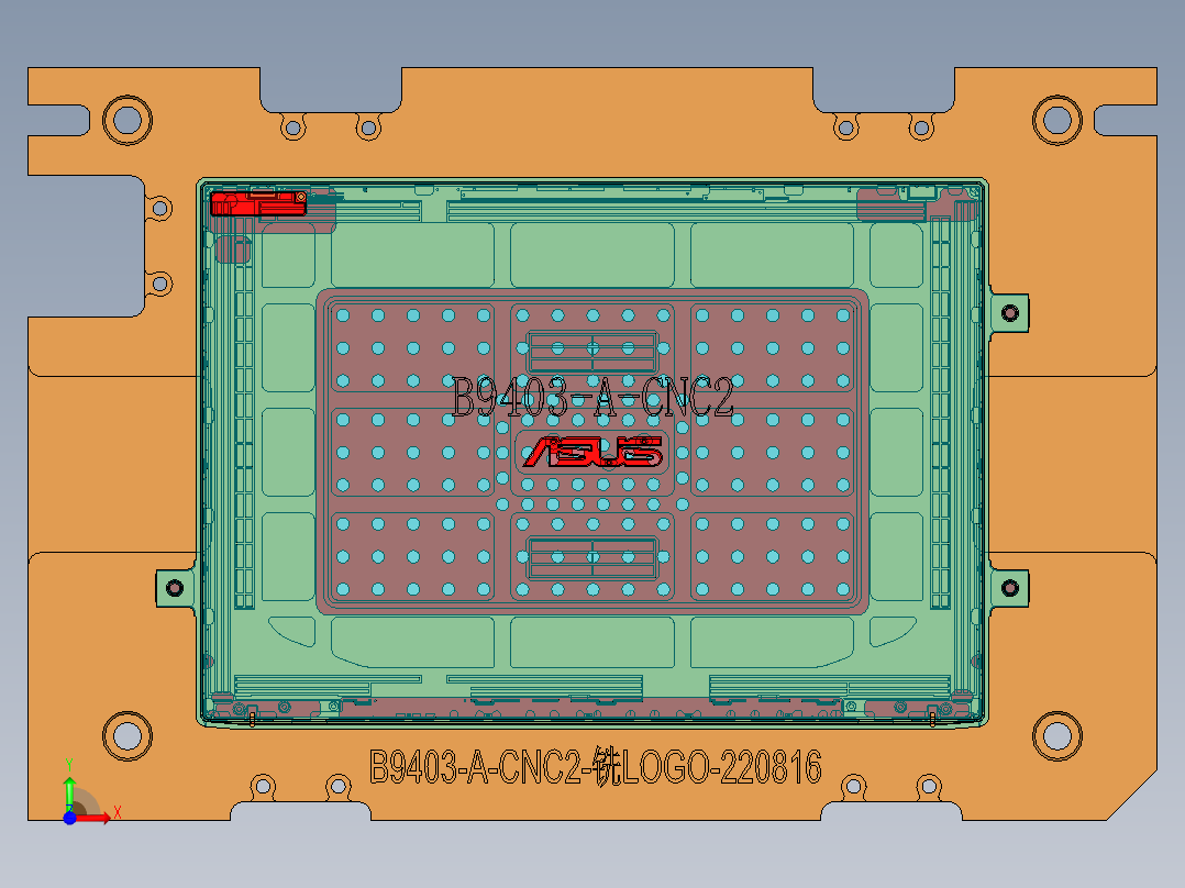 B9403-A-CNC2笔记本CNC工装夹具三维模型-铣LOGO-220921-修治具前视图