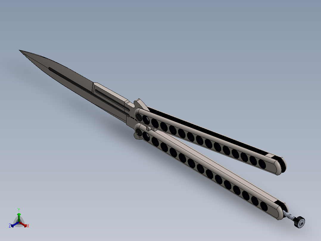 折叠刀、刀正等轴测图