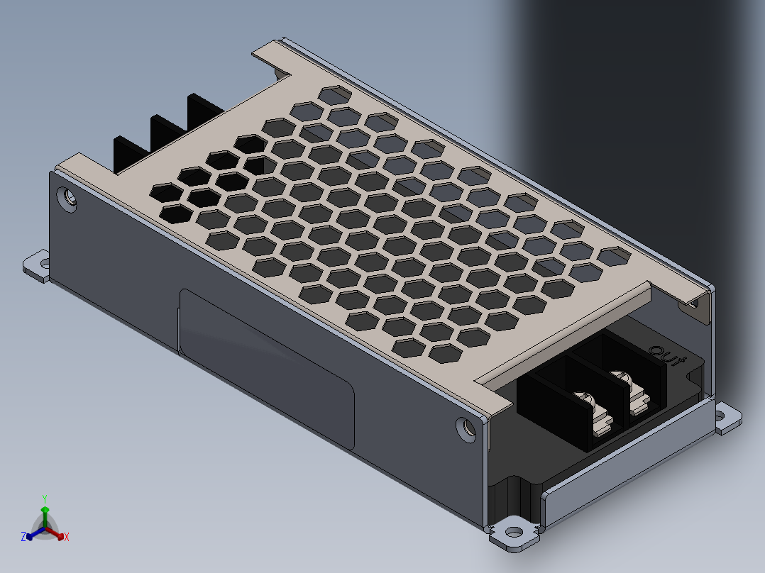 A0003323-RSD-60系列 60W 40至160V输入 24V输出 2.5A 封闭式铁路直流直流转换器正等轴测图