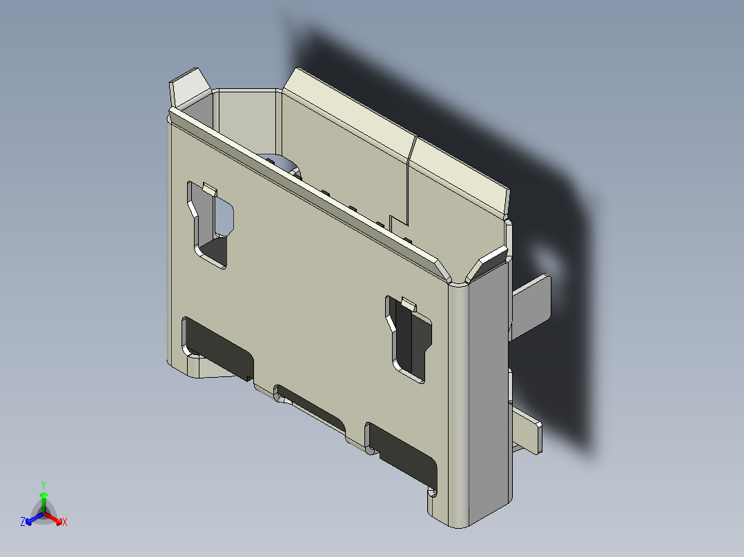 微型USB-socket-13正等轴测图