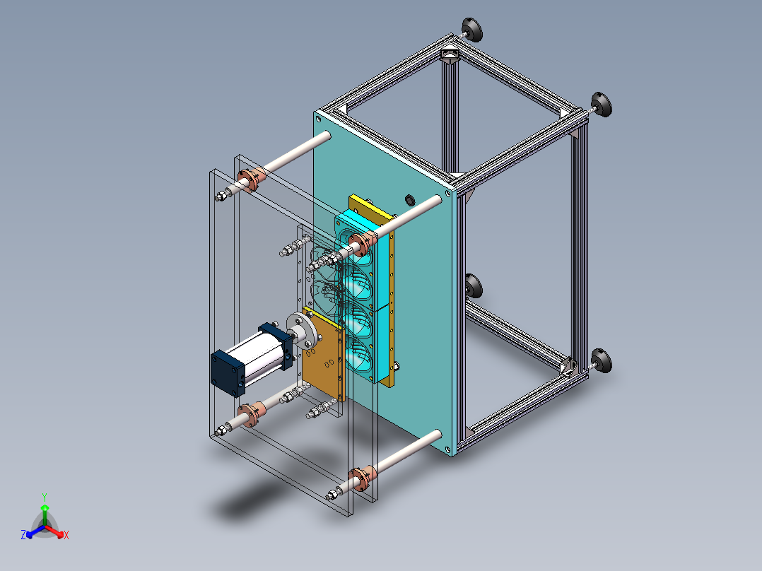 N95杯型口罩机正等轴测图