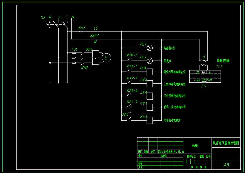 成型铣床液压系统及PLC设计（CAD+说明书）
