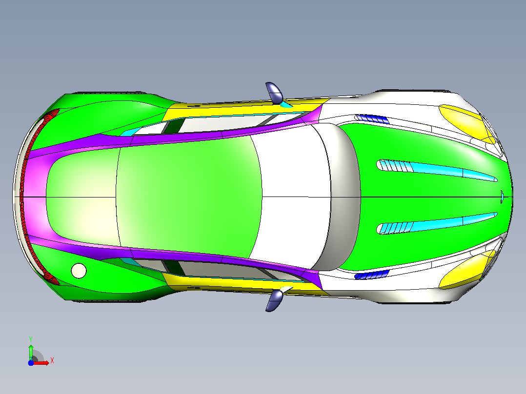 阿斯顿马丁跑车1比1比例CATIA V5 r21模型前视图