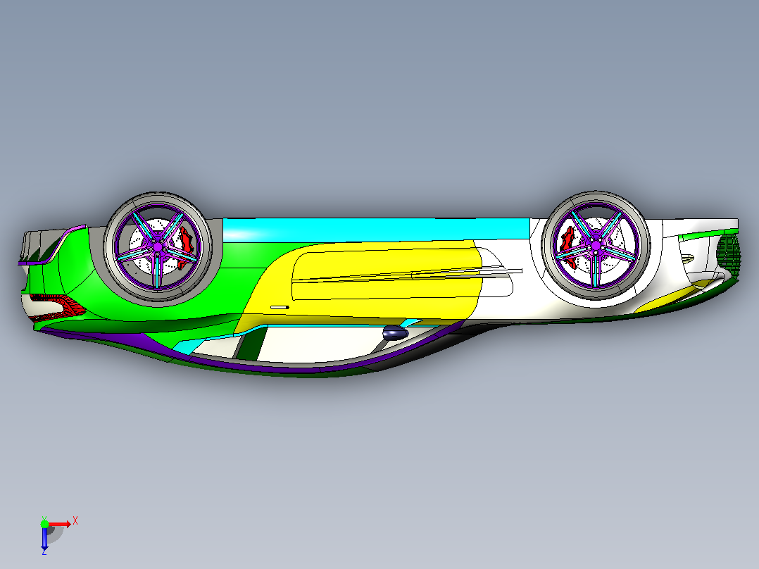 阿斯顿马丁跑车1比1比例CATIA V5 r21模型俯视图