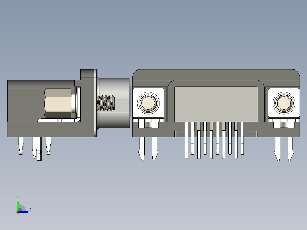 VGA-DB15插口视频线接口左视图