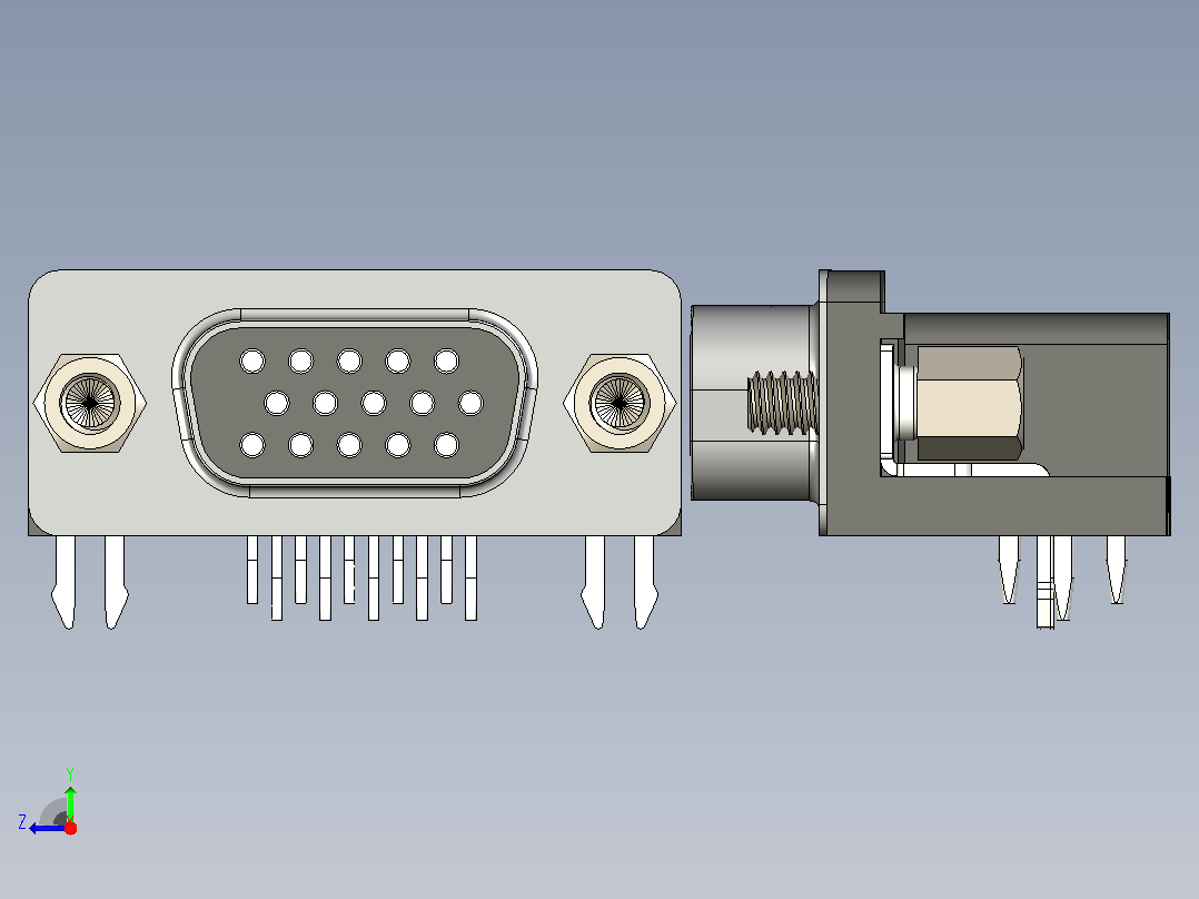 VGA-DB15插口视频线接口右视图