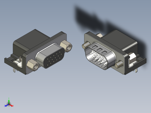 VGA-DB15插口视频线接口正等轴测缩略图