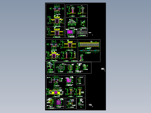 中式别墅房屋院门大门围墙设计详图CAD图纸仿古青砖