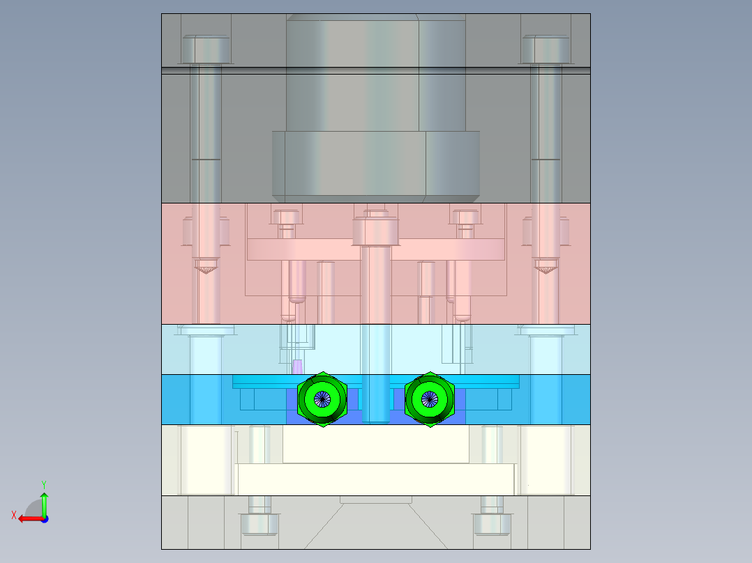 组合反射框注射模总图后视图