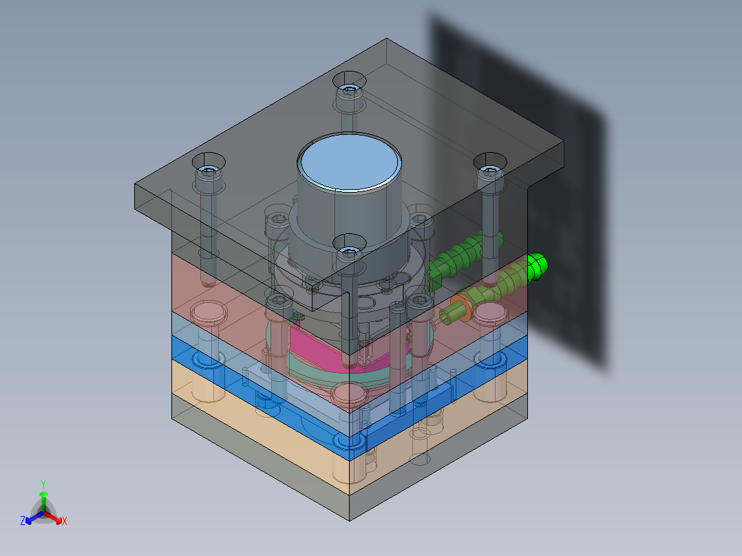 组合反射框注射模总图正等轴测图