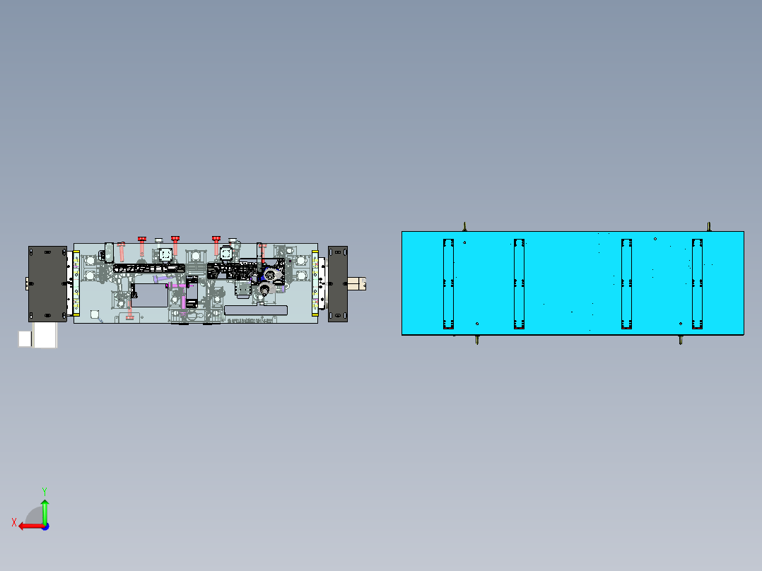 汽车中控支架夹具后视图