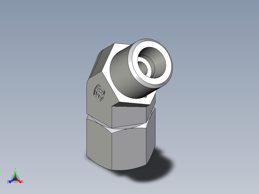 卡套式工业通用硬管接头EO_Swivel_nut_45_deg_elbow_EV08SOMD71主视图