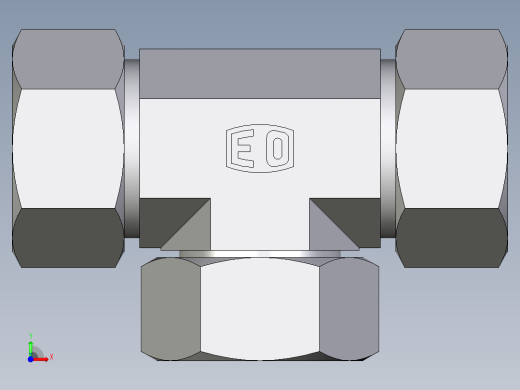 卡套式工业通用硬管接头EO_Swivel_nut_branch_tee_ET38S71前视缩略图