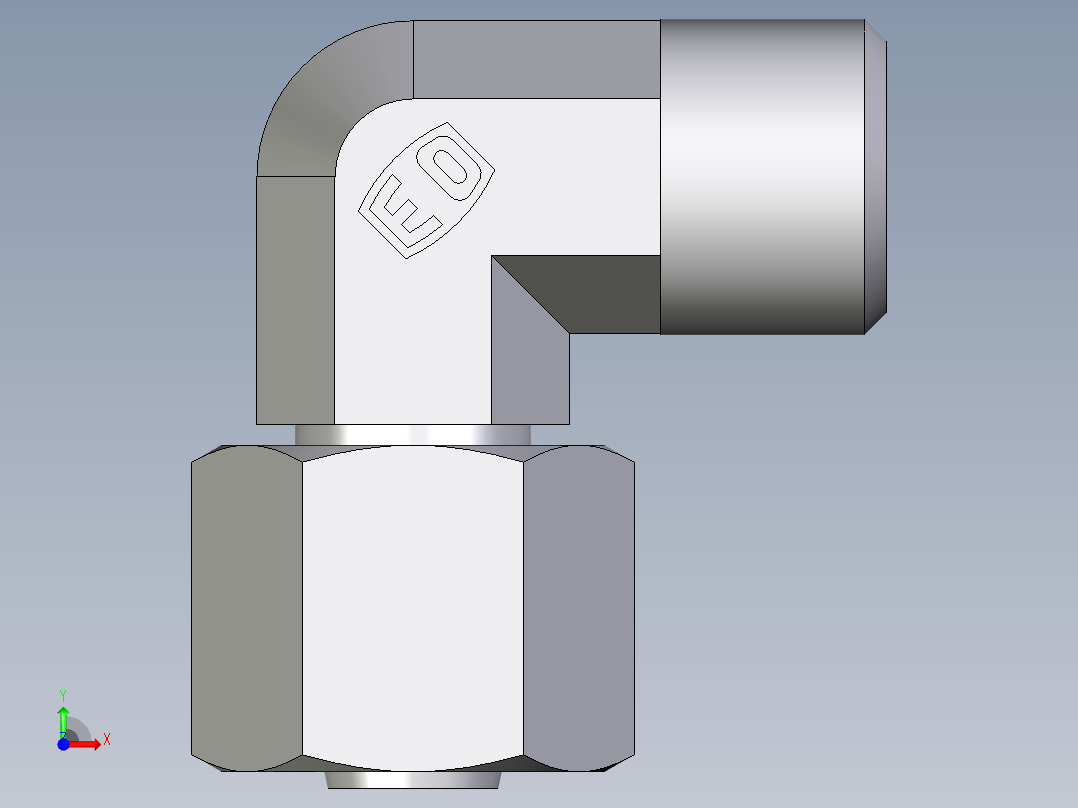 卡套式工业通用硬管接头EO_Swivel_nut_elbow_EW08LOMDCF前视图