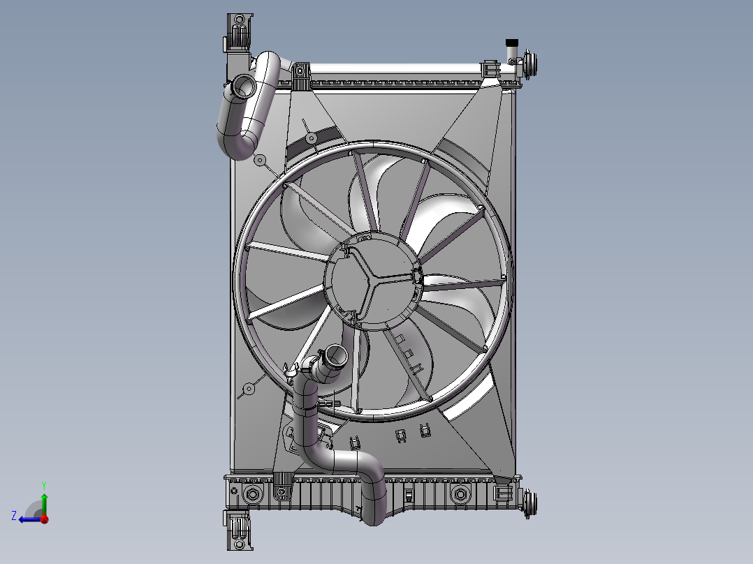 汽车冷却风扇模型三维图纸右视图