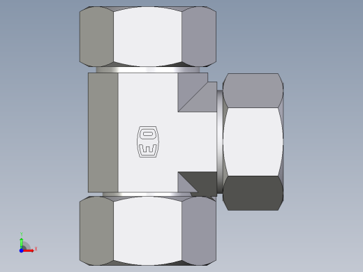 卡套式工业通用硬管接头EO_Swivel_nut_run_tee_EL28ZLCF前视缩略图