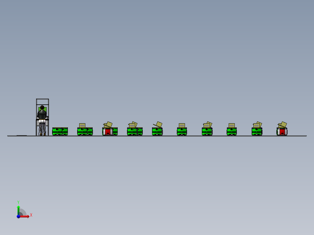 电商仓库订单快递AGV自动分拣系统前视图