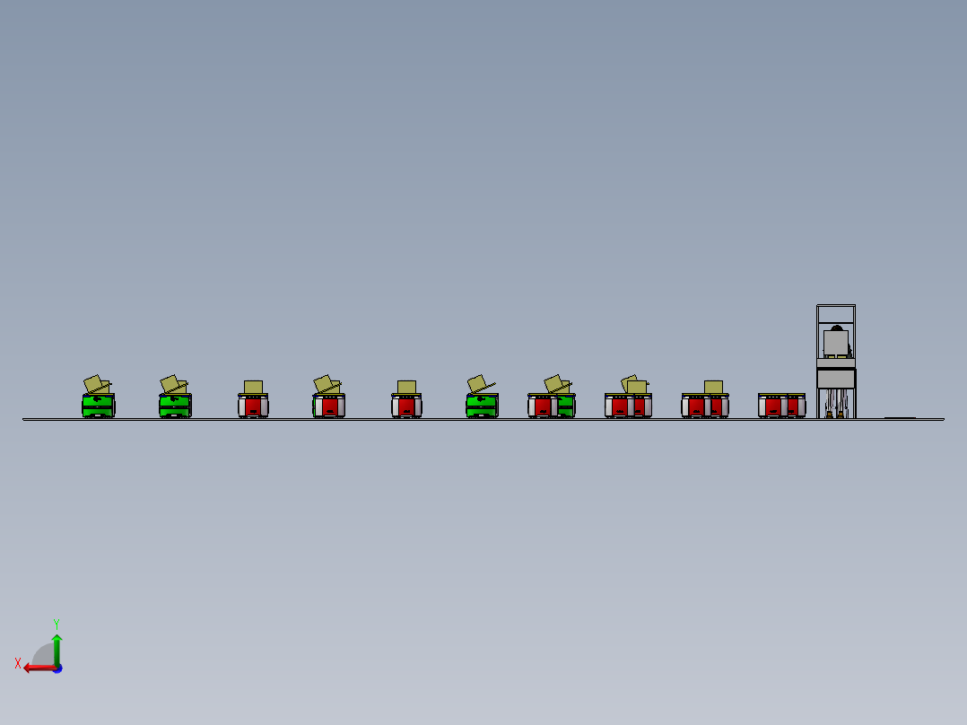 电商仓库订单快递AGV自动分拣系统后视图