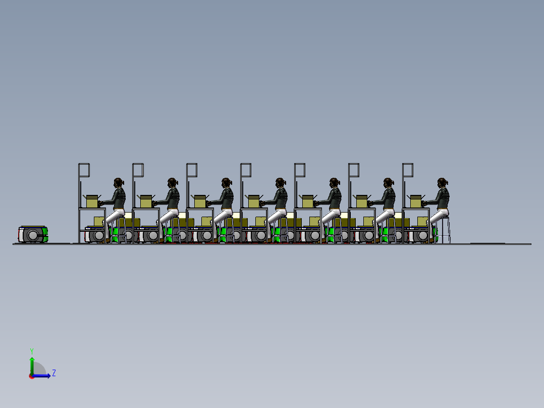电商仓库订单快递AGV自动分拣系统左视图