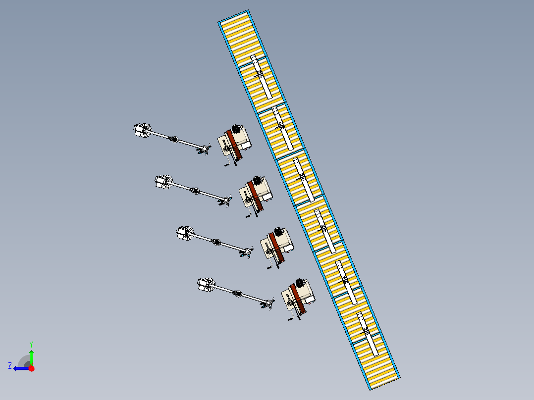 砂带磨光机设备与机械臂组合模拟右视图