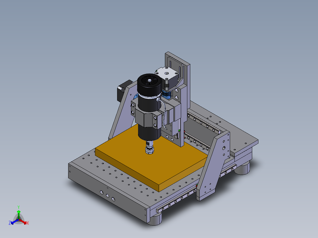 500w主轴电机雕刻机正等轴测图