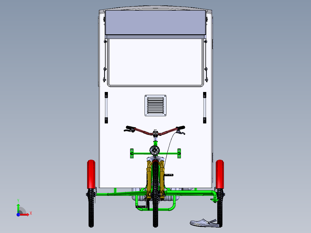 人力三轮车前视图