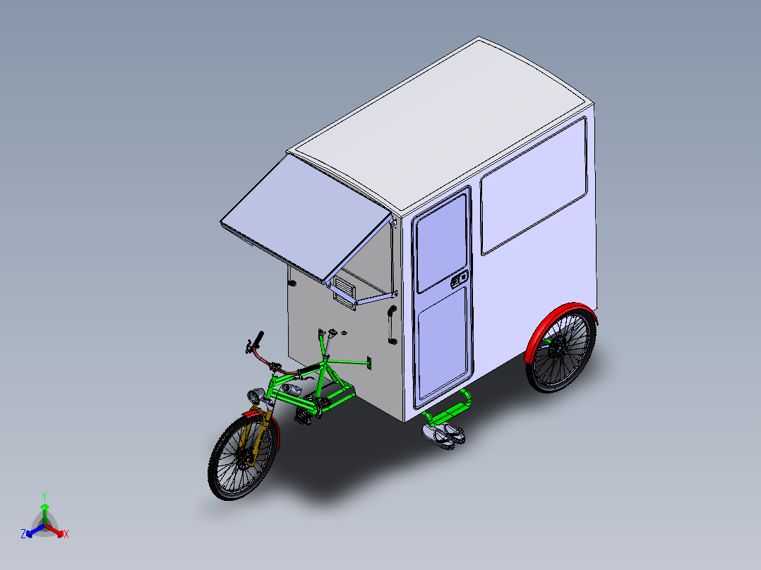 人力三轮车正等轴测图