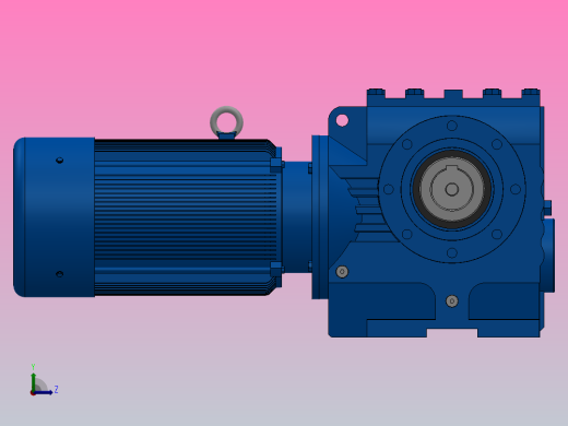 SAZ77小法兰空心轴安装斜齿-蜗轮蜗杆减速机SAZ77-YV1.1-4P-157.08-M1-0°-B左视缩略图